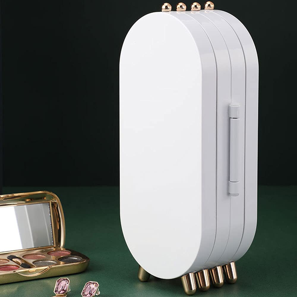 Luxury Folding Jewelry Storage Box with Mirror – Large Capacity Earring, Necklace & Bracelet Organizer