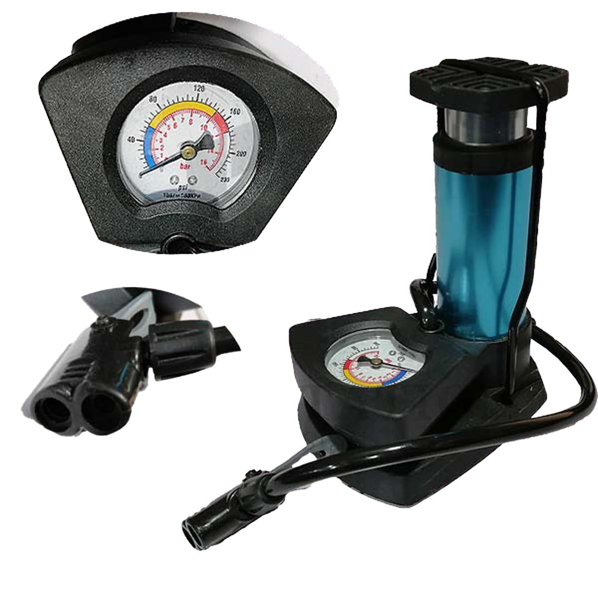 Foot & Hand Air Pump with Pressure Gauge – Portable Inflator for Car, Bike, Cycle Tires, Balls & Inflatables