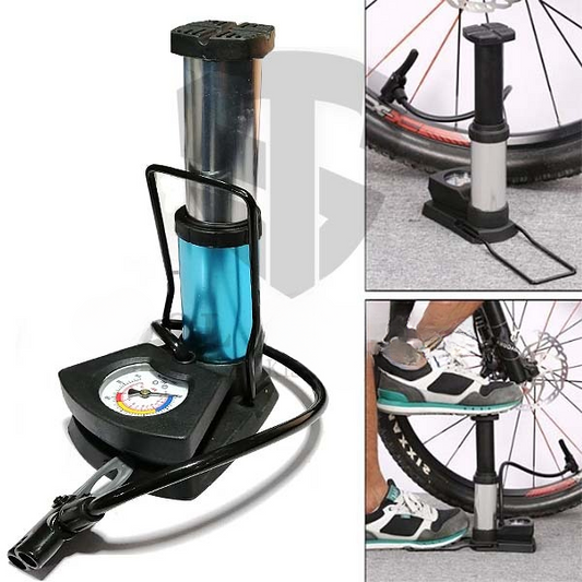 Foot & Hand Air Pump with Pressure Gauge – Portable Inflator for Car, Bike, Cycle Tires, Balls & Inflatables