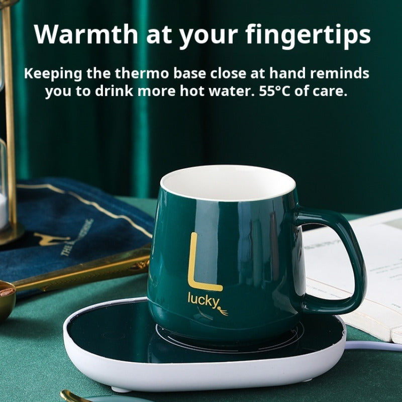 Ceramic Coffee Mug with Automatic Heating Pad (Green)