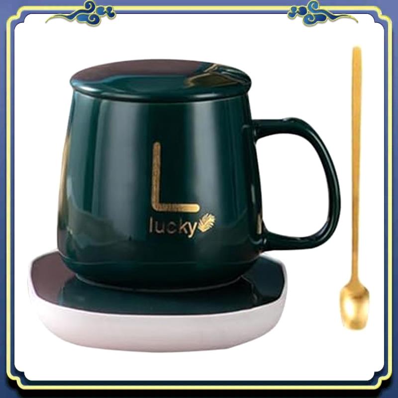 Ceramic Coffee Mug with Automatic Heating Pad (Green)
