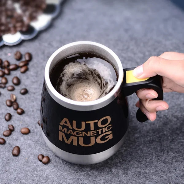 Auto Magnetic Self Stirring Mug – 400ml Stainless Steel Battery Operated Coffee & Milk Mixer Cup