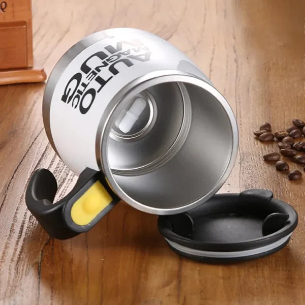 Auto Magnetic Self Stirring Mug – 400ml Stainless Steel Battery Operated Coffee & Milk Mixer Cup