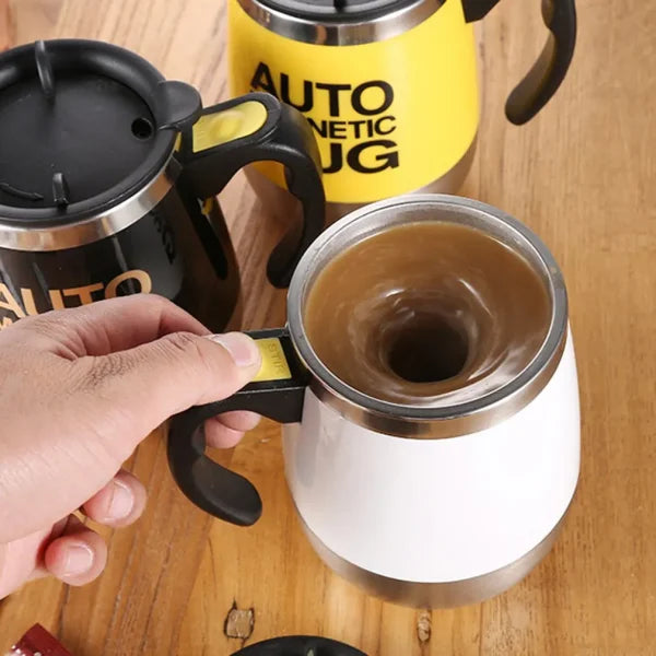 Auto Magnetic Self Stirring Mug – 400ml Stainless Steel Battery Operated Coffee & Milk Mixer Cup