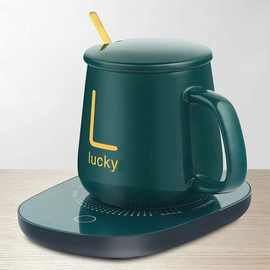 Ceramic Coffee Mug with Automatic Heating Pad (Green)