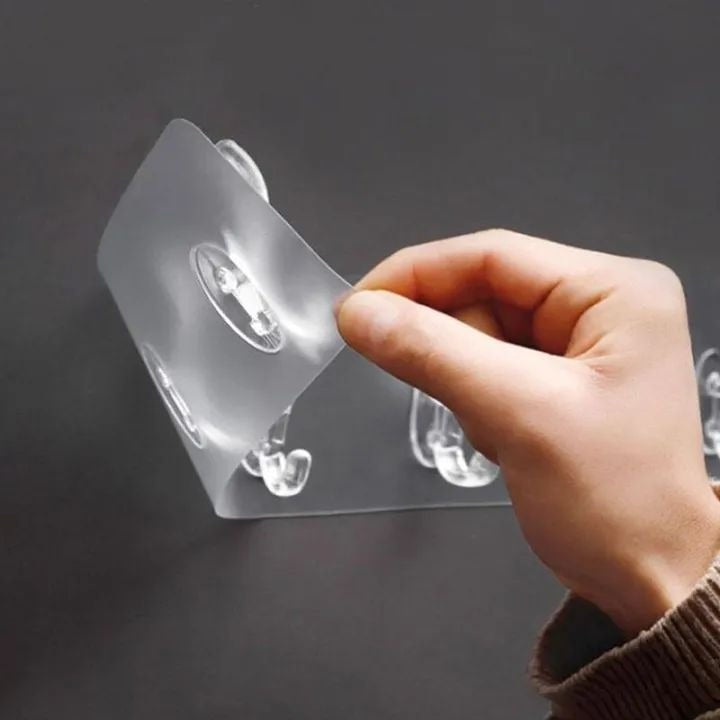 6 Hooks Transparent Self Adhesive Door Wall Hangers Hooks for Kitchen Bathroom
