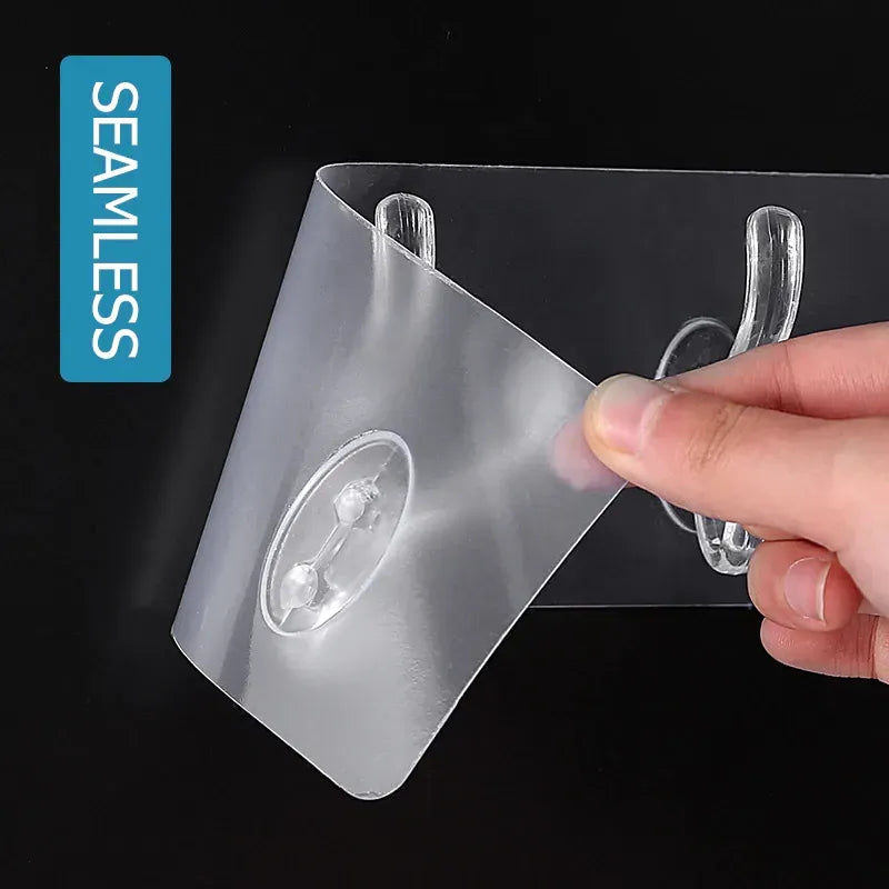 6 Hooks Transparent Self Adhesive Door Wall Hangers Hooks for Kitchen Bathroom