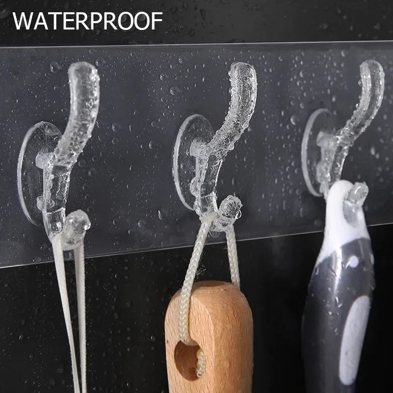6 Hooks Transparent Self Adhesive Door Wall Hangers Hooks for Kitchen Bathroom